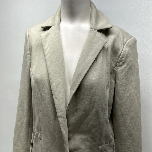 Ser.O.Ya Seroya Jacket Coat Collared Button Down Drawstring Waist Tan Beige XS - Picture 2 of 9